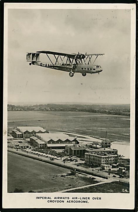 Handley Page H.P.42 G-AAUD Hanno over Croydon Aerodrome. 