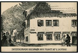 Helsingør, Skyttestræde efter tegning af V. Jastrau 1895. K. Nielsen u/no.