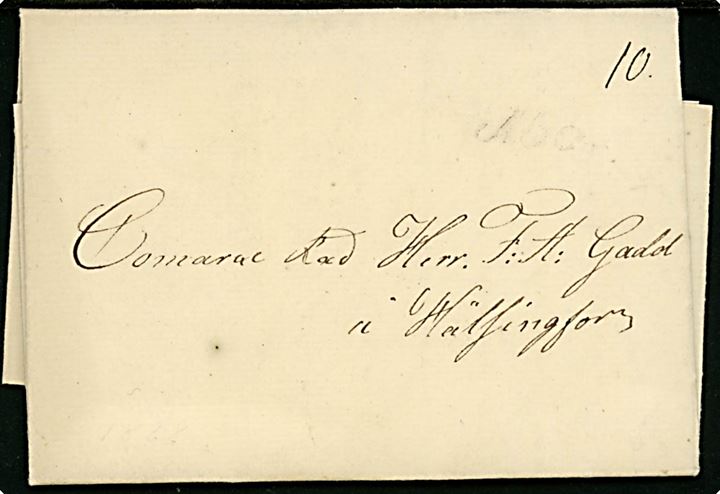 1838. Francobrev med langt indhold dateret d. 14.3.1838 og liniestempel Åbo. til Helsingfors. 