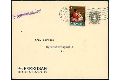 8 øre Chr. X 60 år og Julemærke 1931 på lokal forretningspapirer i København d. 19.12.1931. 
