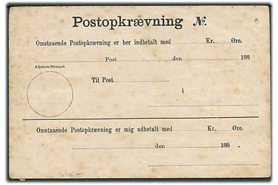 Postopkrævnings formular 1880'erne. Ubrugt. Skjolder.