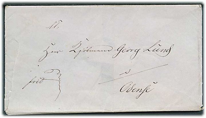 1848. Brev påskrevet Frit med langt indhold dateret Jettehöi ved Gisselfeldt d. 20.3.1848 til Odense.