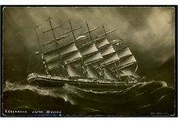 København, 5-mastet bark, ØK skoleskib forsvundet under sejlads fra Sydamerika til Australien i december 1928. Påskrevet Posted missing. A. Y. Gregory, Australia.