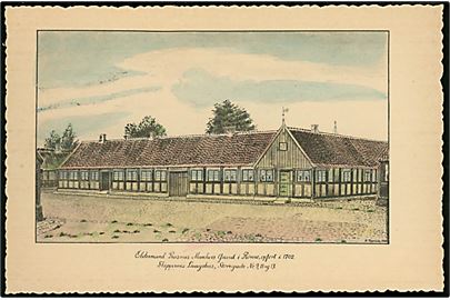 K. Thorsen: Oldermand Rasmus Marchers Gaard i Rønne, opført i 1702. Skippernes Laugshus, Storegade Nr. 9. 11 og 13. Stenders no. 85755.