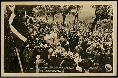 Genforening. Kongen på vej fra grænsen til Christiansfeld d. 10.7.1920. I. Boisen / Stenders no. no. 6.