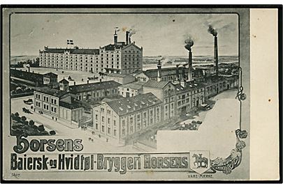 Horsens, Beiersk- og Hvidtøl-Bryggeri. Reklamekort Hansen & Bryde no. 5807.