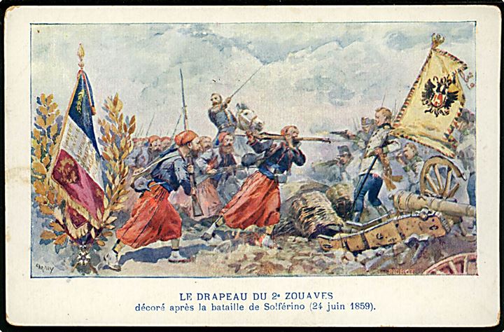 Franske Zuaver kolonisoldater under Solferino slaget d. 24.6.1859.