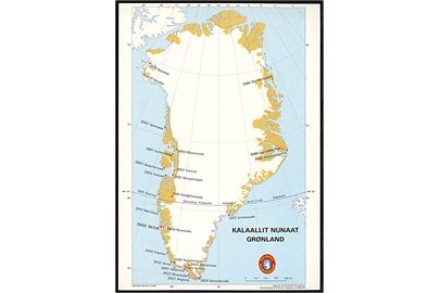 Grønland. Landkort med indtegnede poststationer og postnumre. Brugt fra Narsarssuaq 1995 til Danmark.
