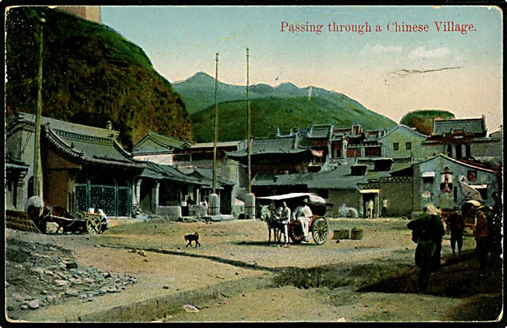 Kina, passing through a Chinese Village. Kingshill, Shanghai no. 204.