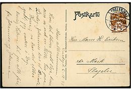 10 øre Bølgelinie på brevkort annulleret brotype IIc Fuglebjerg d. 6.12.1933 til Slagelse. Stempel benyttet fra 1930 til navneændring pr. 1.1.1934 til Fuglebjærg.