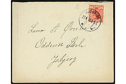 10 øre Chr. X på brev annulleret med brotype IIIb Hjørring ** d. 27.4.1918 til Jebjerg.