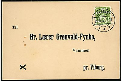 5 øre Bølgelinie på tryksagskort annulleret med brotype IIc Lellinge d. 29.10.1936 til Vammen pr. Viborg.