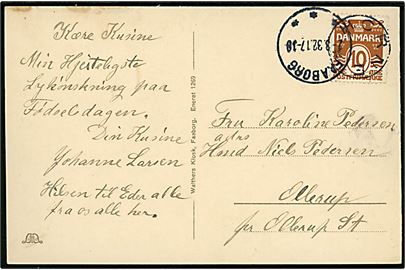 10 øre Bølgelinie på brevkort (Torvet i Faaborg) annulleret med udslebet stjernestempel HORNE og sidestemplet Faaborg d. 2.3.1932 til Ollerup.