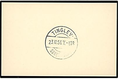 Tinglev - Sønderborg T.418 d. 23.12.1956. Prøveaftryk af bureaustempel på kartonkort. 