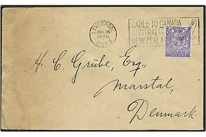 3 pence på brev fra Liverpool, England, d. 15.7.1922 til Marstal.