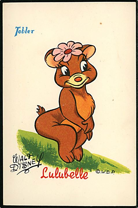 Walt Disney. Lulubelle, fra eventyret om Bongo. Fransk reklame fra 50'erne, for “Tobler” chokolade. Georges Lang, Paris u/no.
