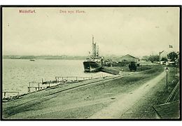 Middelfart, den nye havn med dampskib og godsvogn. W. M. K. no. 6485.