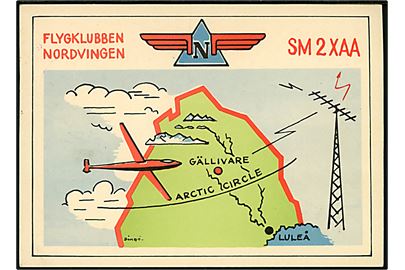 Flygklubben Nordvingen, Gällivare. QSL-kort. Brugt 1967. Har været opklæbet.