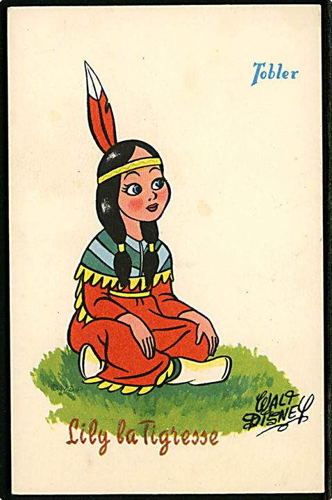 Walt Disney. Tiger Lily fra Peter Pan. Fransk reklamekort fra 50'erne, for Tobler chokolade. Georges Lang, Paris u/no.