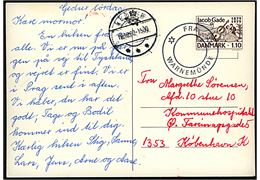1,10 kr. Jacob Gade på brevkort annulleret med skibsstempel * FRA * WARNEMÜNDE og sidestemplet Gedser d. 18.10.1980 til København.