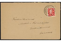 20 øre Chr. X på brev annulleret brotype IIc Thorshavn d. 8.6.1945 til Frederikssund, Danmark.