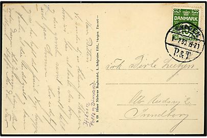10 øre Bølgelinie på brevkort annulleret brotype Vc Skagen P. & T. d. 1.7.1930 til Svendborg.