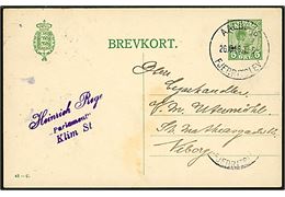 5 øre Chr. X helsagsbrevkort (fabr. 42-C) fra Klim annulleret med brotype IIIe bureaustempel Aalborg - Fjerritslev T.6 d. 26.10.1916 til Viborg.