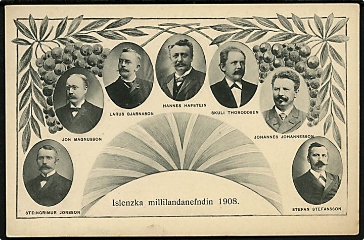 Islenzka millilandanefndin 1908 - de 7 Altingsmedlemmer i den Dansk-Islandske Kommission. J. Sivertsen & Co. 