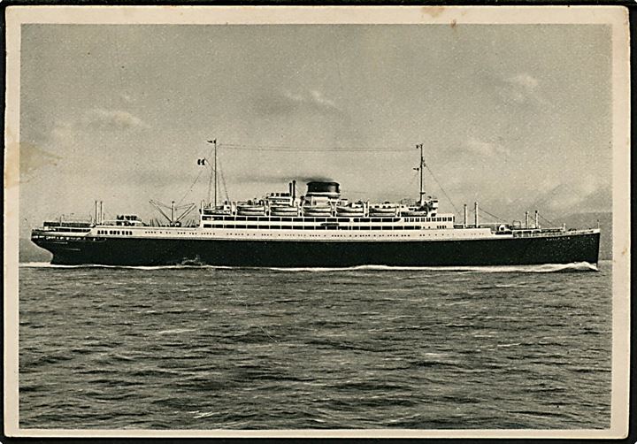 1 cent Washington og 2 cents Adams i par på brevkort (Italiensk passagerskib M/S Vulcania) fra New York d. 5.11.1939 til København, Danmark. 