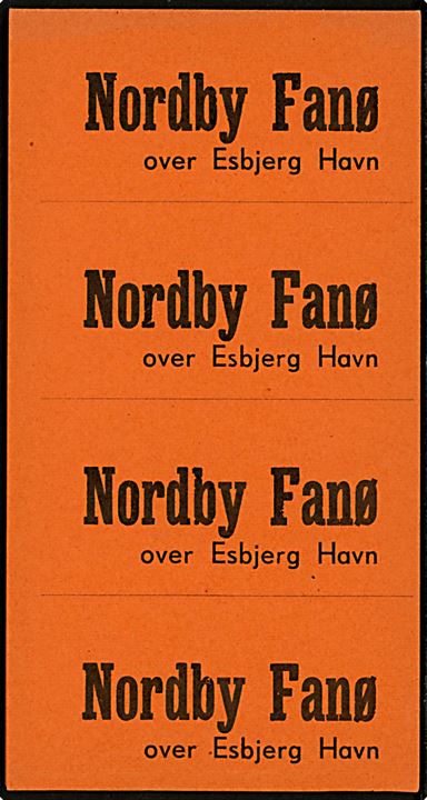 Dirigerings-etiket: Nordby Fanø over Esbjerg Havn i ubrugt ark med 8 stk.