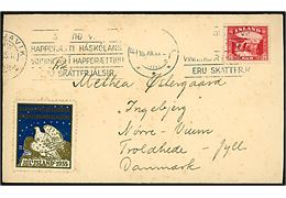 20 aur Gullfoss og Thorvaldsen forening Julemærke 1935 på brev fra Reykjavik d. 18.12.1935 til Troldhede, Danmark.