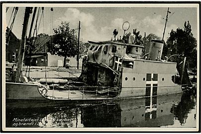 Lougen, minefartøj sænket og brændt i Søminegraven d. 29.8.1943. Thaning & Appel serie X 254.