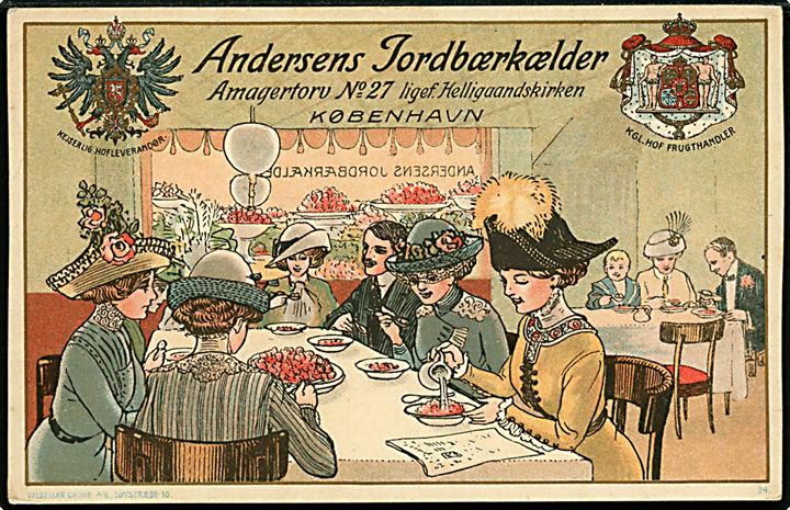 Købh., Amagertorv 27, Andersens Jordbærkælder. V. Crone no. 24.