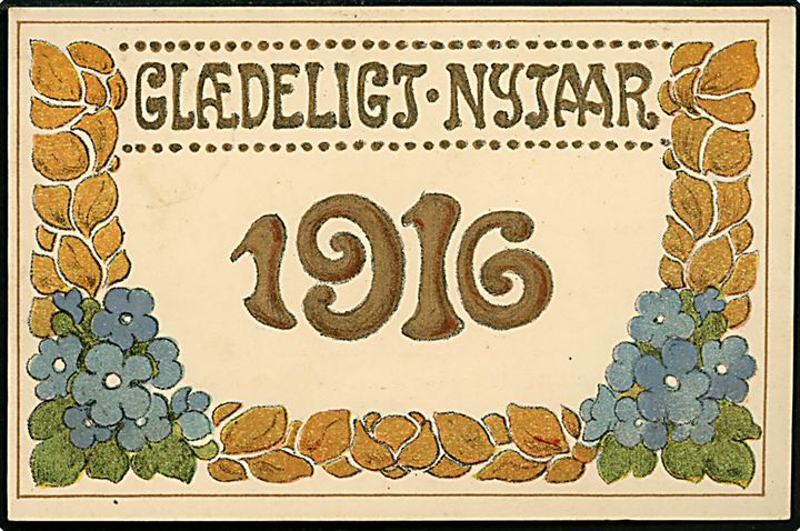 Nytårskort med årstal 1916. Stenders u/no. 