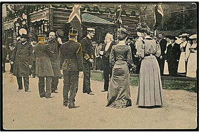 Kong Haakon d. VII kroningsrejse i 1906. Besøg ved Hundrop Station d. 14 Juni. John Fredrikson u/no. 