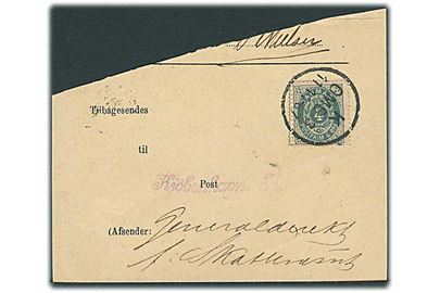4 øre Tofarvet på kvitteringsdel af modtagerlsesbevis stemplet K.Omk. 3 d. 11.11.1887.