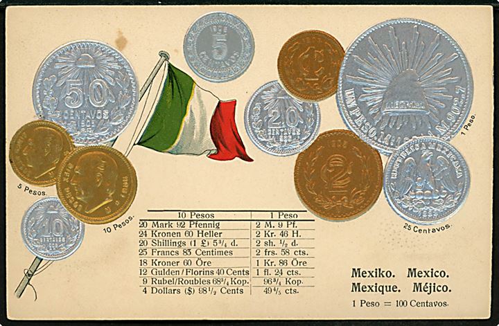 Mexico, møntkort i relief. M. H. Berlin u/no.