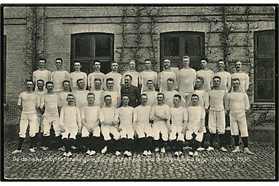 Ryslinge højskole med De danske Skytteforeningers Gymnastikhold ved de Olympiske lege i London 1908. Frederik Tornø u/no. 