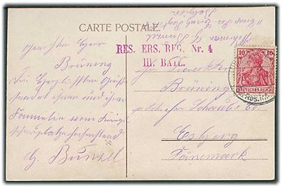 10 pfg. Germania på frankeret feltpostbrevkort fra Bruxelles annulleret med svagt feltpoststempel d. 18.3.1915 til Esbjerg, Danmark.