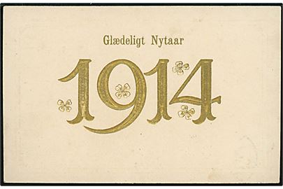 Nytårskort for året 1914. Guldtryk. U/no. 