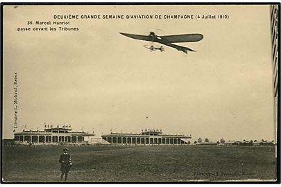 Frankrig, Marcel Hanriot passerer tribunen under 2. store Luftfartsuge i Champagne d. 4.7.1910.