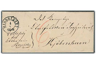 1860'erne. Ufrankeret Lottosag med antiqua Middelfart d. 4.9. til Kjøbenhavn. Påskrevet 6 skilling porto.