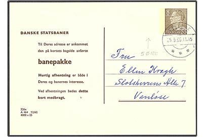 20 + 5 øre DSB enkeltbrevkort fabr. nr. 326x sendt lokalt i Vanløse d. 25.5.1965 m. stor variant 5 øre i Blindtryk Sjældent kort.