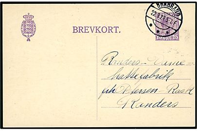 15 øre Chr. X helsagsbrevkort (uden fabr. nr.) sendt fra Brabrand d. 22.9.1924 til Randers. Variant ikke omtalt i Skilling. 