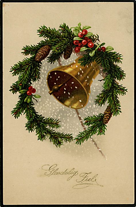 10 øre Chr. X og Julemærke 1919 på julekort annulleret med sjældent brotype IIIb stempel Aaløse d. 23.12.1919 til Østerlars på Bornholm.