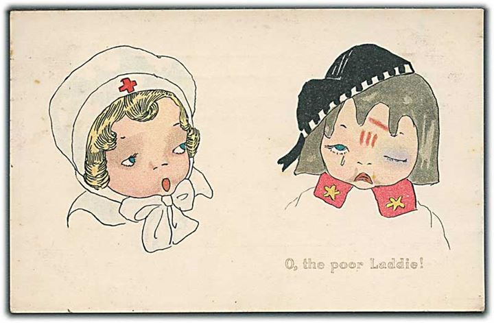 2 børn hvor den ene er sygeplejerske og den anden såret: O, the poor Laddie!. Alex Vincents serie no. 356/3. 