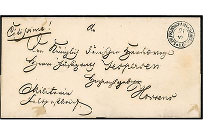 1864.Ufrankeret foldebrev mærket “Feldpostbrief” og “Militaria” med 2-ringsstempel K.PR.FELDPOST-AMT * GARDE-CORPS * (= Aarhus) d. 21.10.1864 til Horsens.