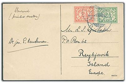 Ned. Ostindien. 2½ c. Ciffer (2) på tryksag fra Bandoeng d. 31.3.1921 til Reykjavik, Island. God destination.