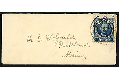 25 bit Fr. VIII på lille brev annulleret St. Thomas d. 20.1.1916 til Rockland, Maine, USA.