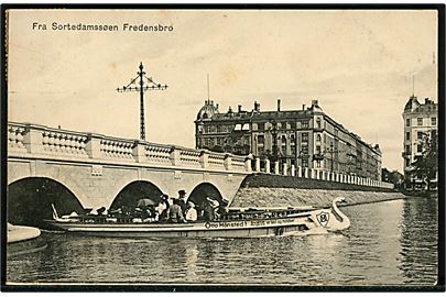 Købh., Sortedamssøen ved Frederiksbro med dampbåd. E. H. Lorenzen & Co. no. 4.
